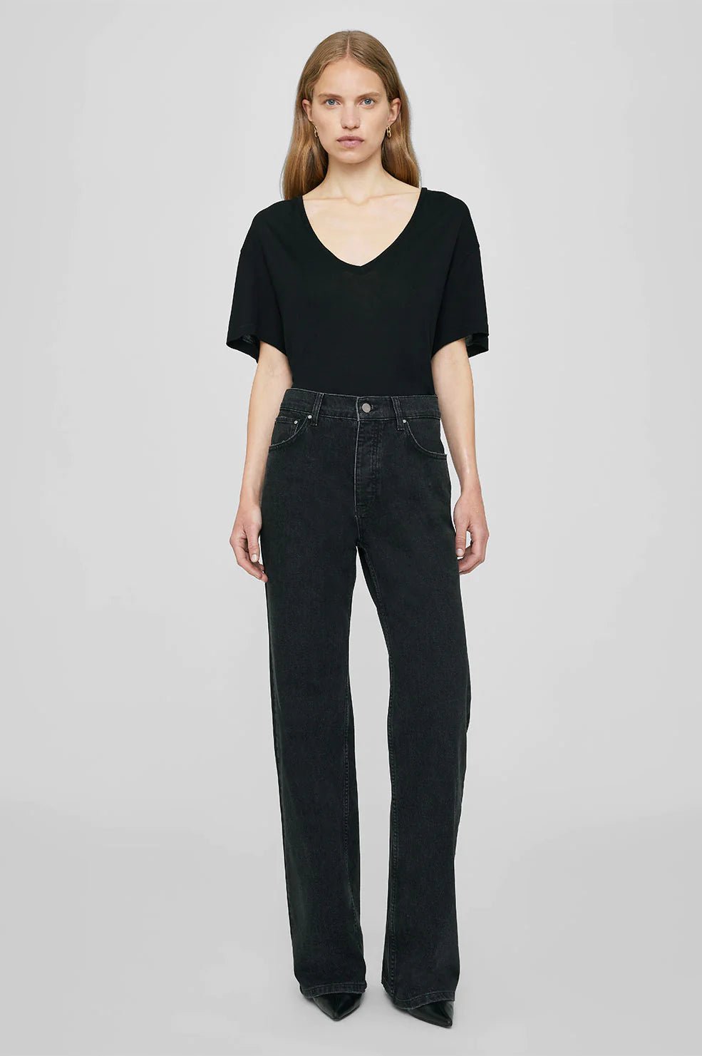 Anine Bing - Vale Tee in Black Cashmere Blend - Kalifornia Jean Bar