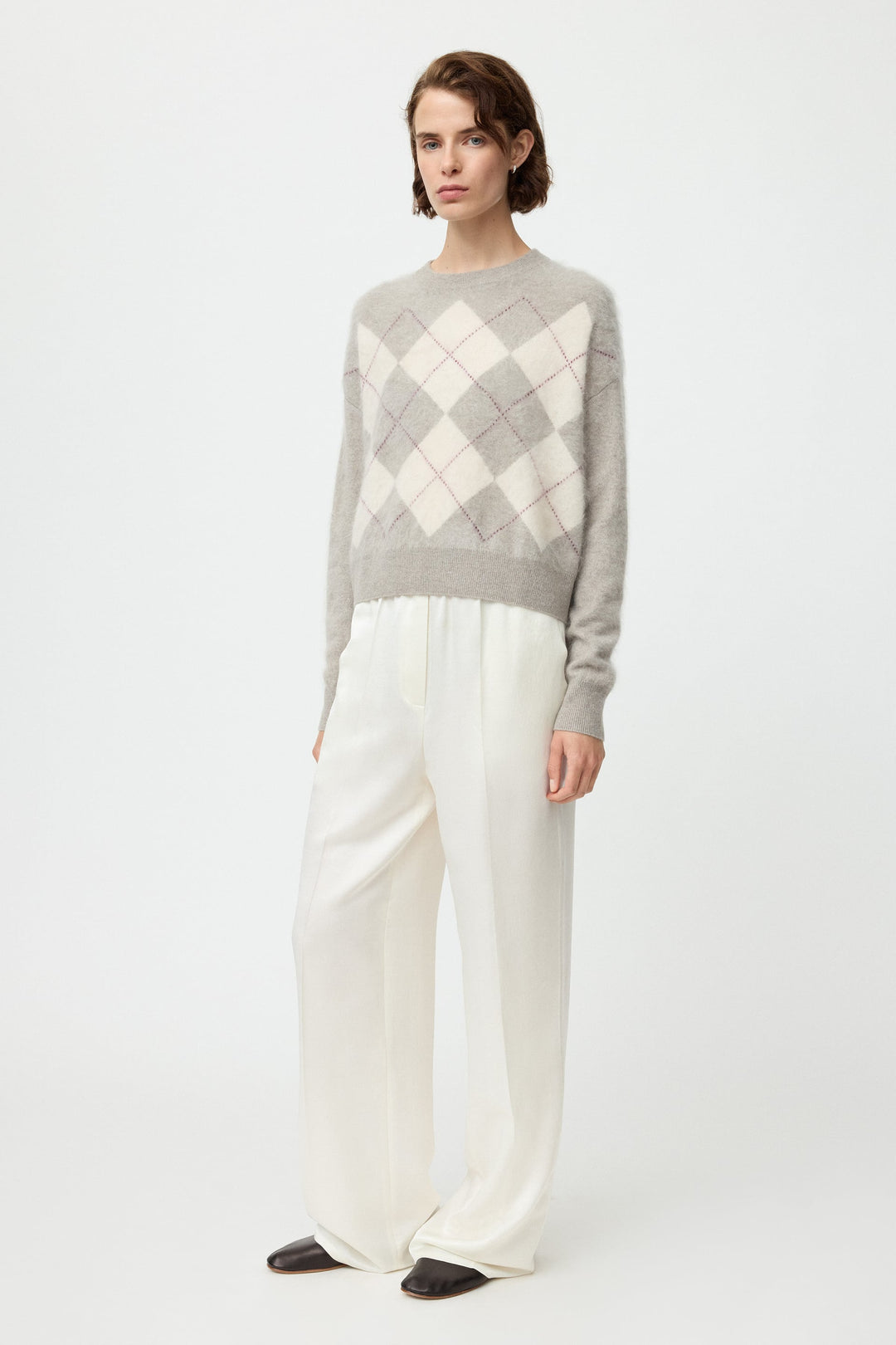 Soft Goat - Argyle Crewneck Greige