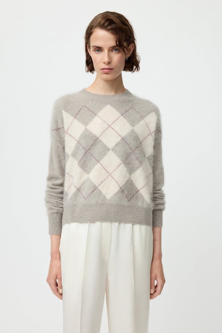 Soft Goat - Argyle Crewneck Greige