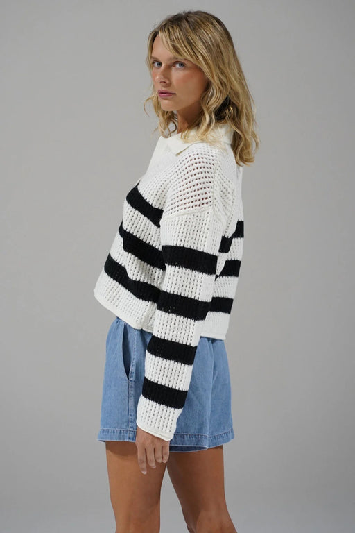 LNA - Ivory Black Ari Stripe Sweater