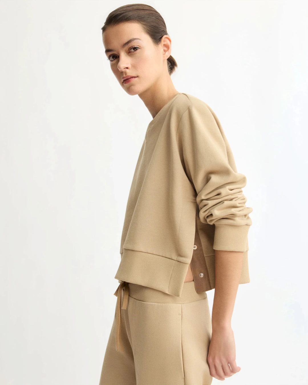 Arlo Mott - Kent Crewneck W/ Snaps in Khaki - Kalifornia Jean Bar