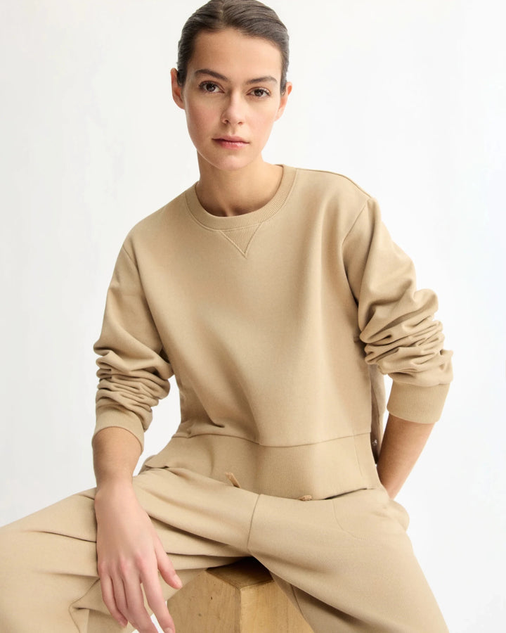 Arlo Mott - Kent Crewneck W/ Snaps in Khaki - Kalifornia Jean Bar