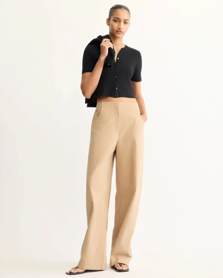 Arlo Mott - Leroy Flat Front Barrel Pant in Khaki - Kalifornia Jean Bar