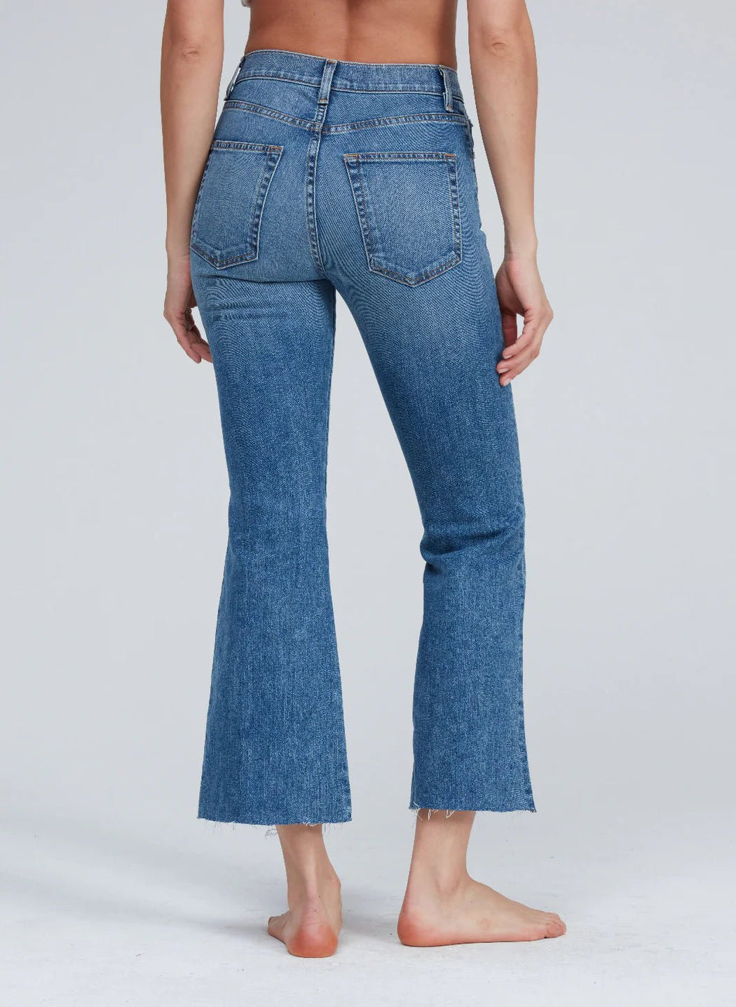 Askk NY - Petite Greek Crop Flare Jean in Tracker - Kalifornia Jean BarAskk NY - Petite Greek Crop Flare Jean in Tracker