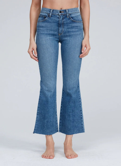 Askk NY - Petite Greek Crop Flare Jean in Tracker - Kalifornia Jean BarAskk NY - Petite Greek Crop Flare Jean in Tracker