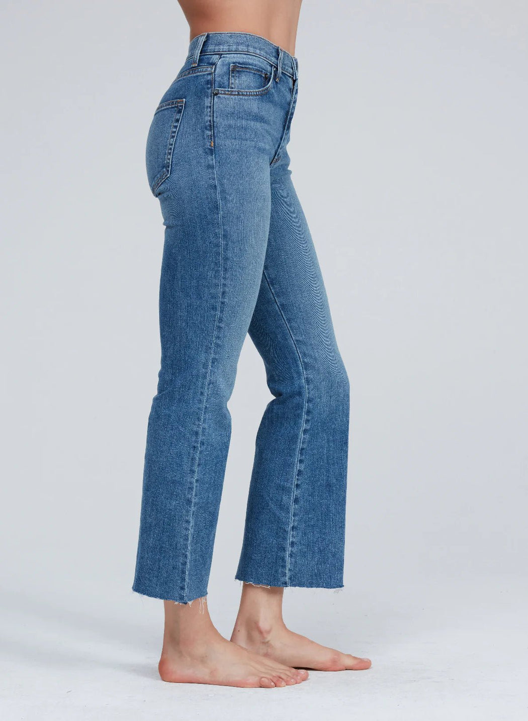 Askk NY - Petite Greek Crop Flare Jean in Tracker - Kalifornia Jean BarAskk NY - Petite Greek Crop Flare Jean in Tracker