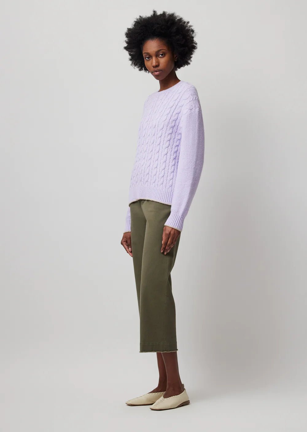 ATM - Pale Orchid Cable Crewneck Sweater - Kalifornia Jean Bar