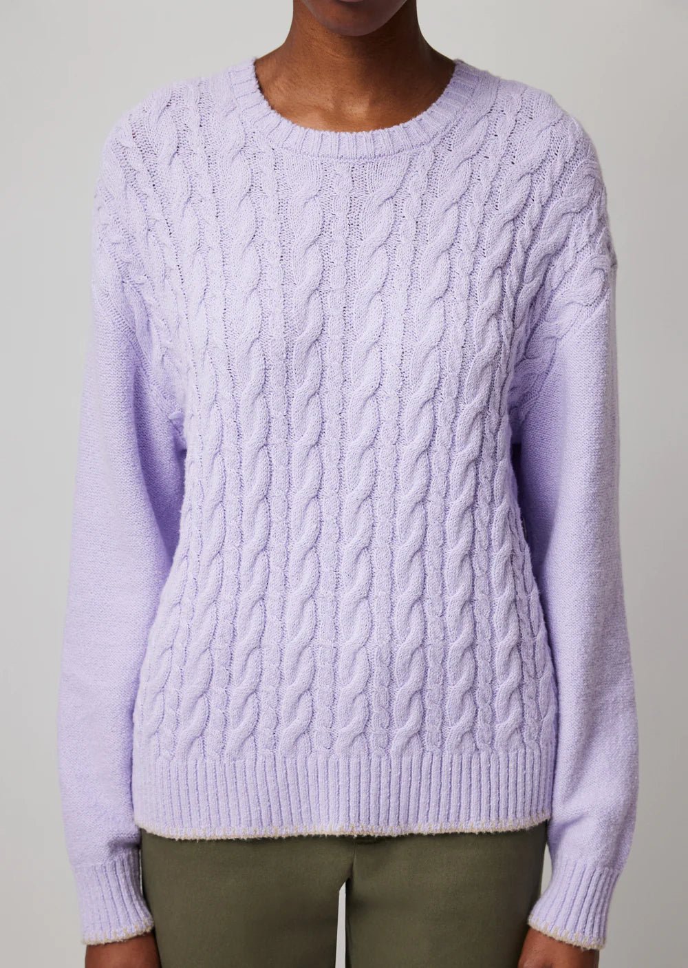 ATM - Pale Orchid Cable Crewneck Sweater - Kalifornia Jean Bar