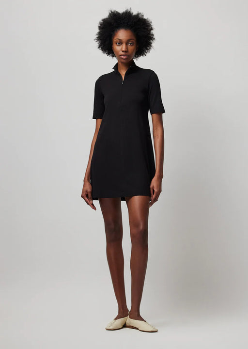 ATM - Black Pima Cotton Front Zip Dress