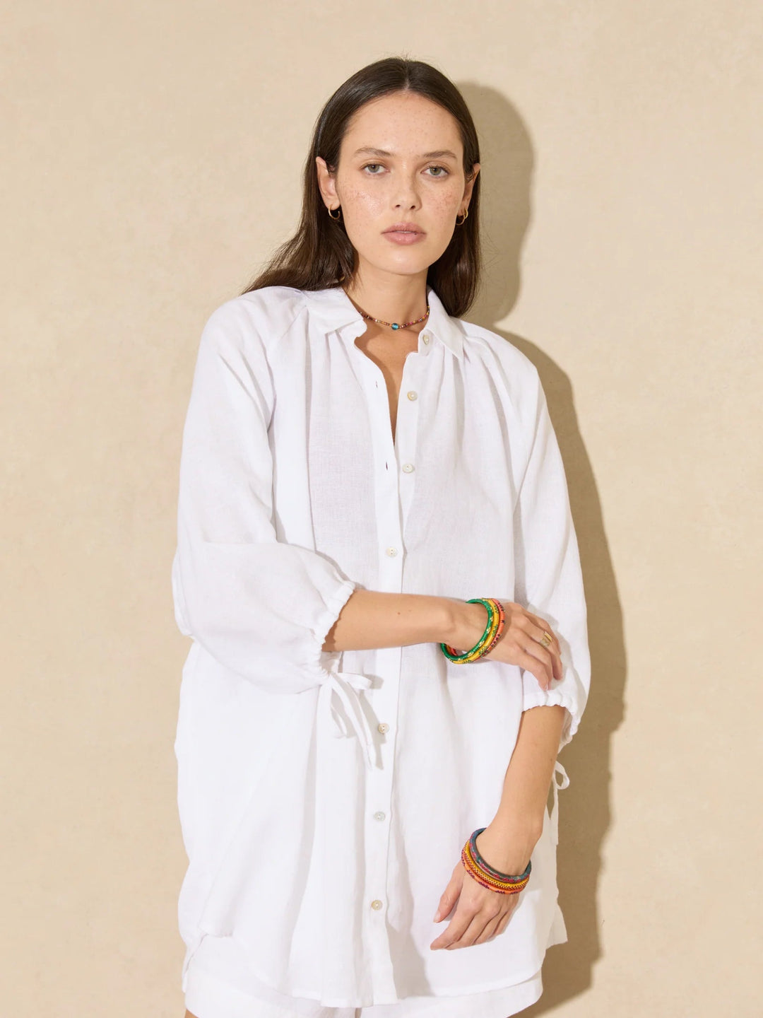 Boteh - La Ponche Shirt in White - Kalifornia Jean Bar