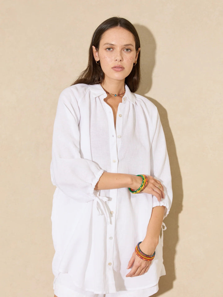Boteh - La Ponche Shirt in White - Kalifornia Jean Bar