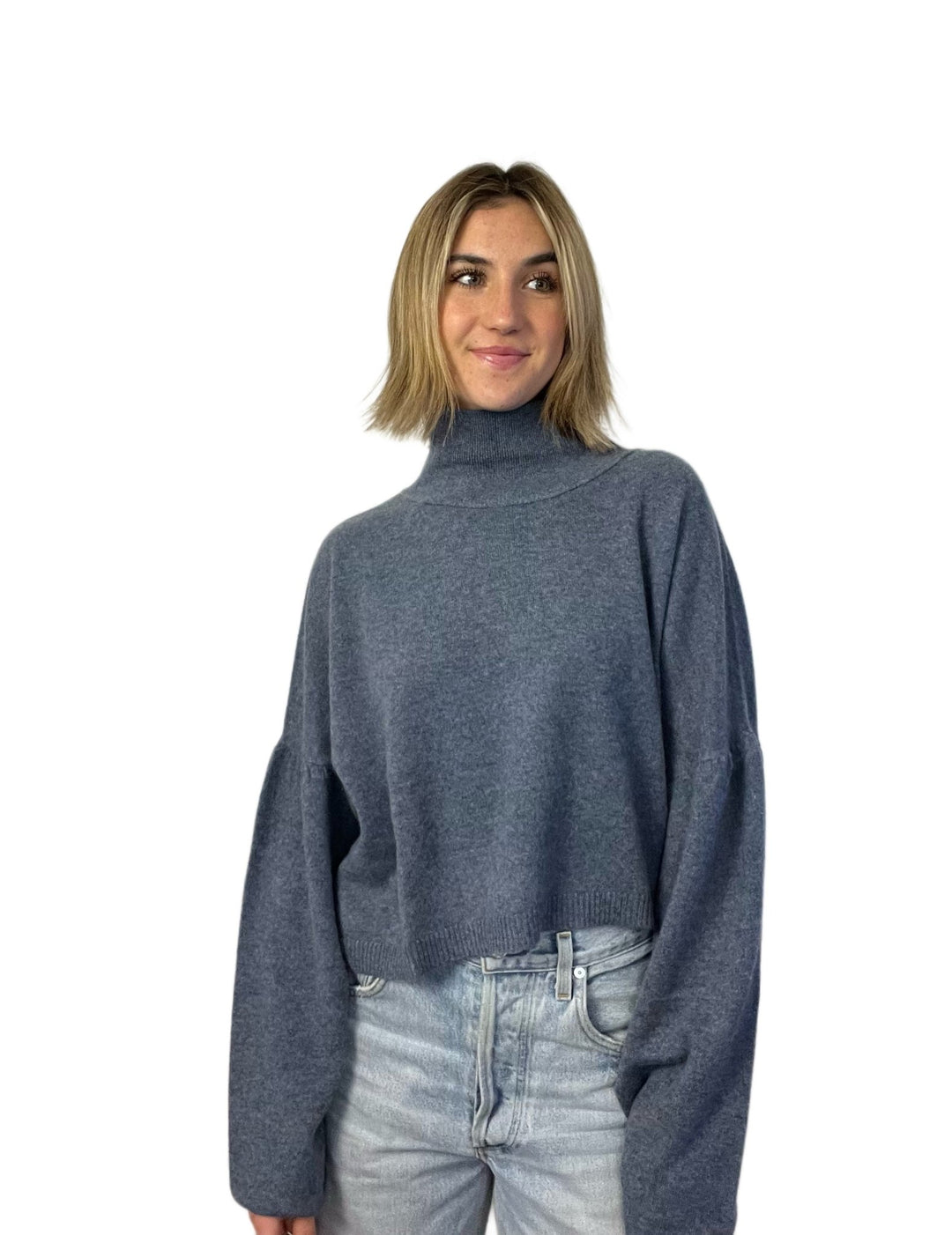 Brazeau Tricot - Denim Boxy Turtleneck - Kalifornia Jean Bar