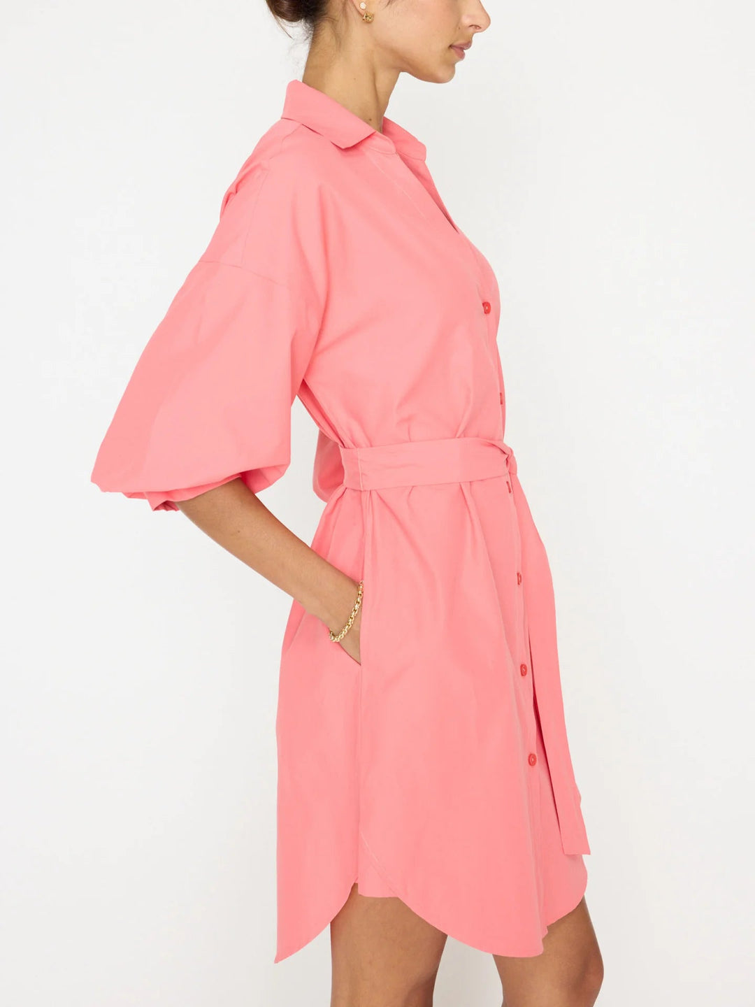 Brochu Walker - Bright Coral Kate Belted Dress - Kalifornia Jean Bar