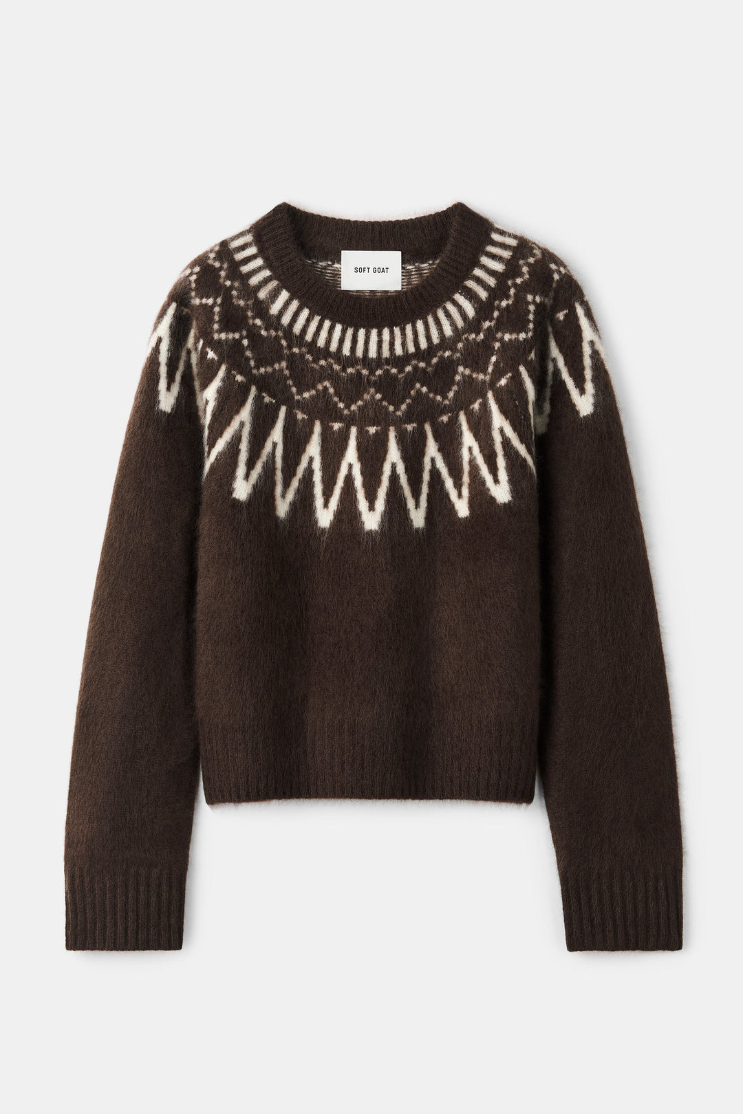 Soft Goat - Mocha Brushed Fair Isle Crewneck