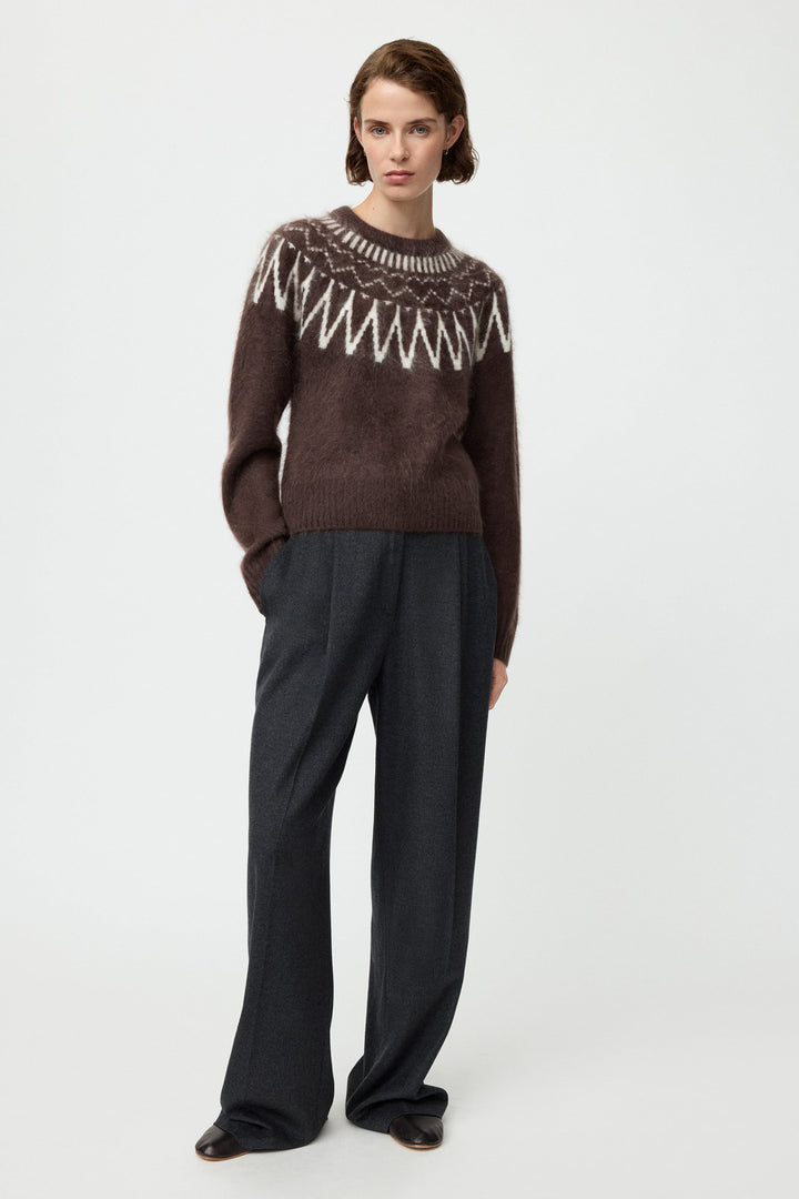 Soft Goat - Mocha Brushed Fair Isle Crewneck