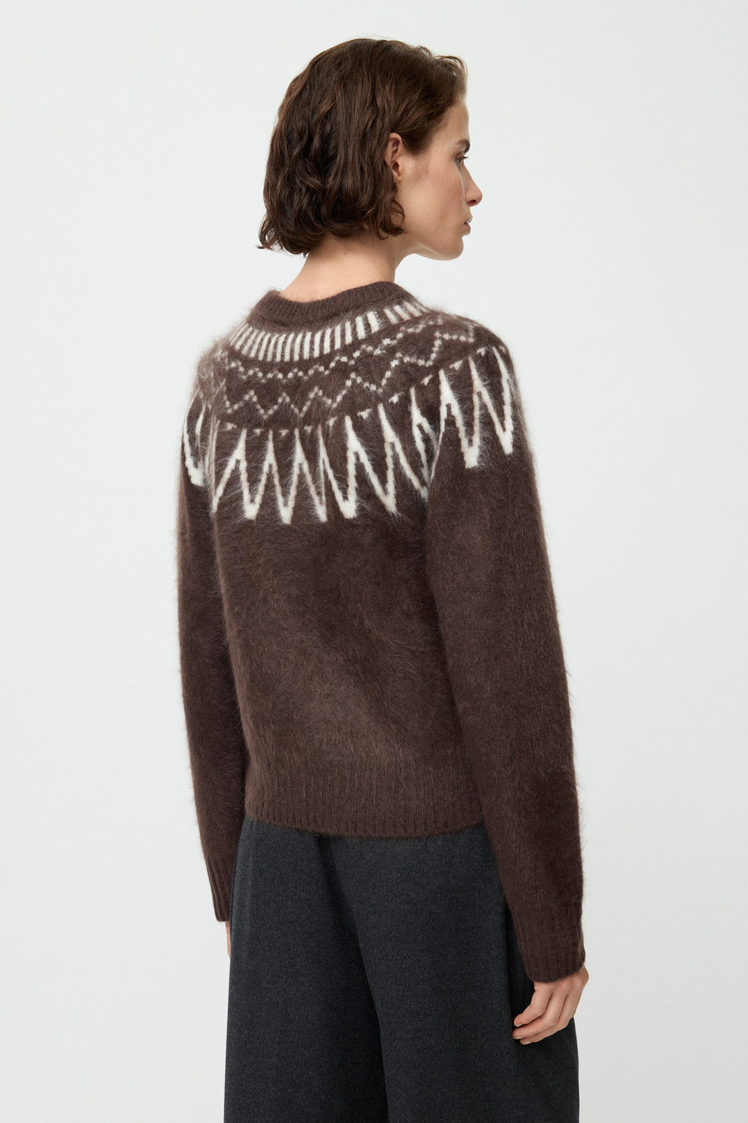 Soft Goat - Mocha Brushed Fair Isle Crewneck