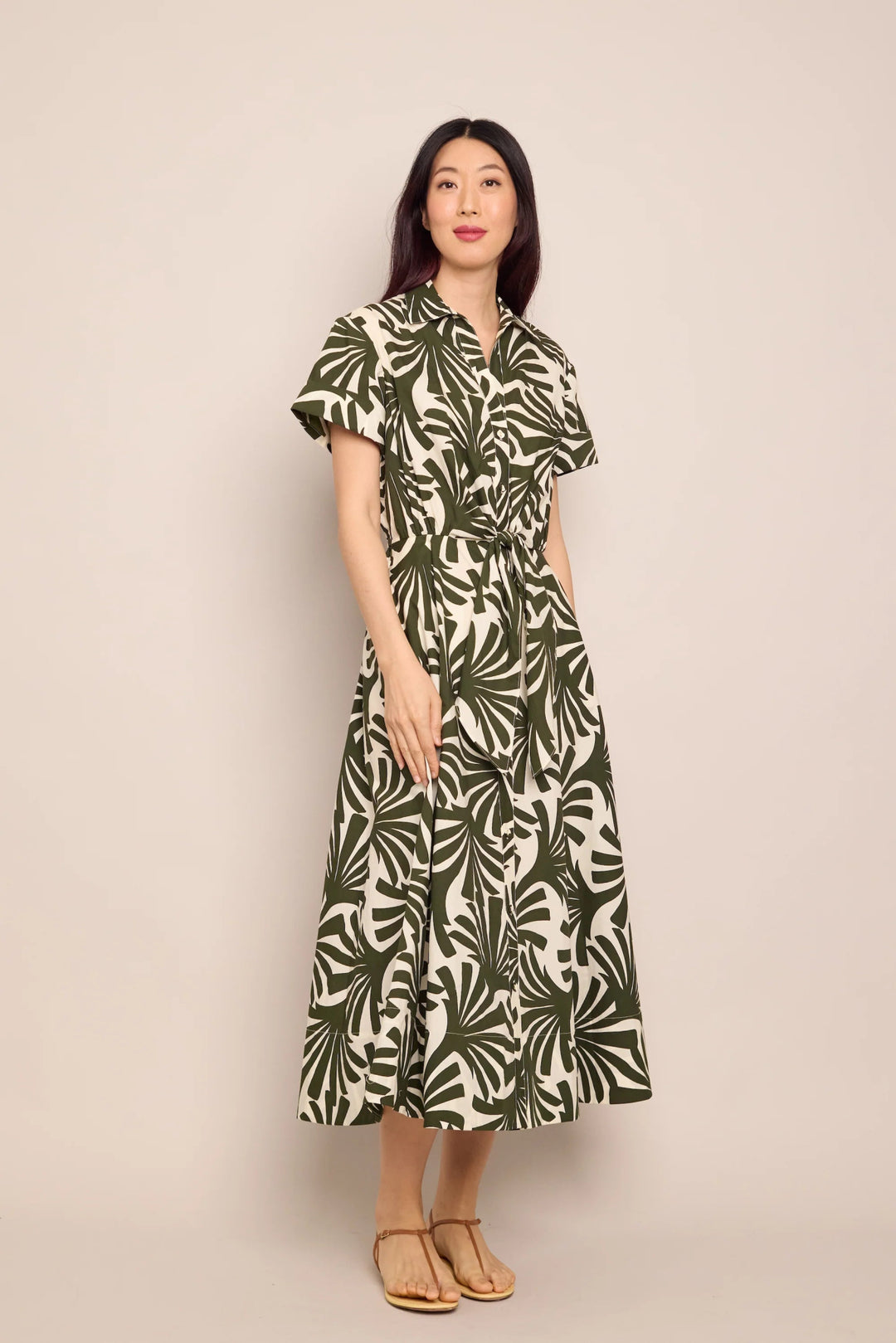 Cara Cara - Asbury Dress in Catalina Olive - Kalifornia Jean Bar
