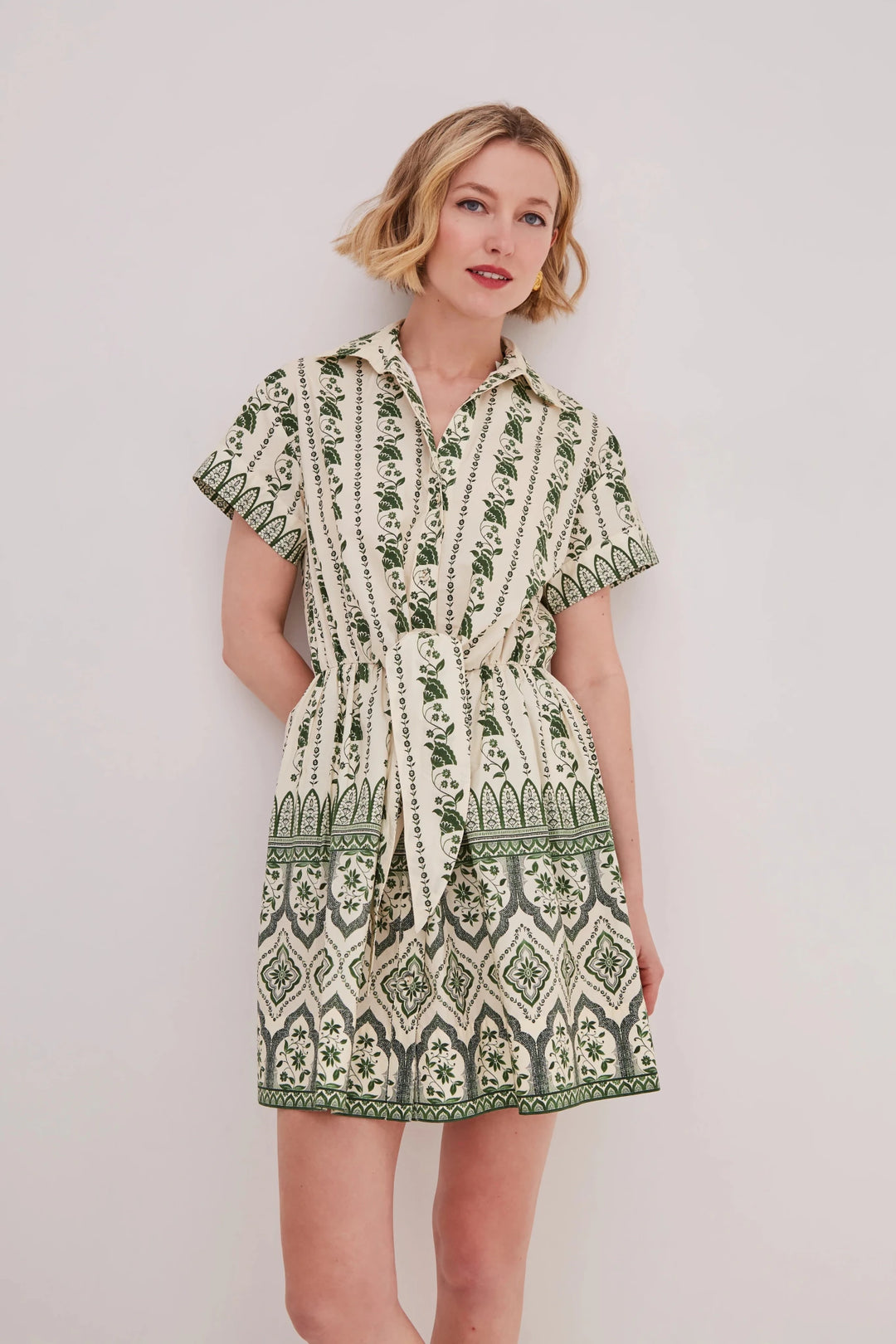 Cara Cara - Asbury Mini Dress Vining Flora Green - Kalifornia Jean Bar