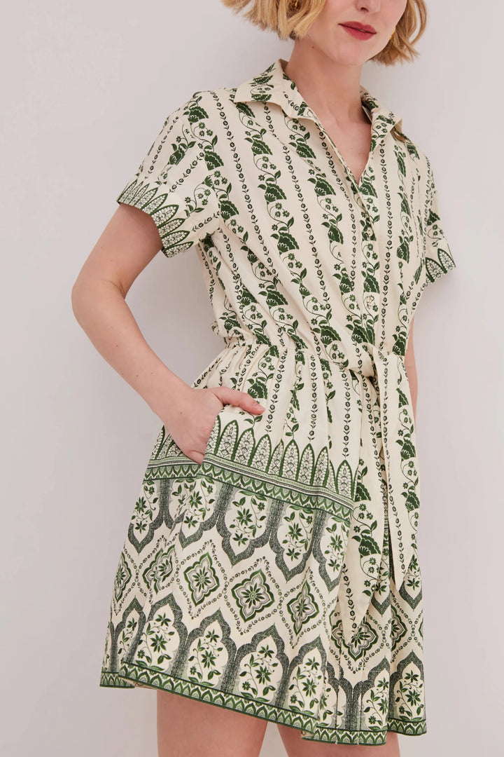 Cara Cara - Asbury Mini Dress Vining Flora Green - Kalifornia Jean Bar