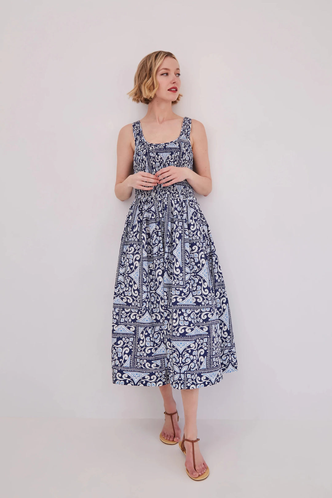 Cara Cara - Bergamo Dress Hart Tile Navy - Kalifornia Jean Bar
