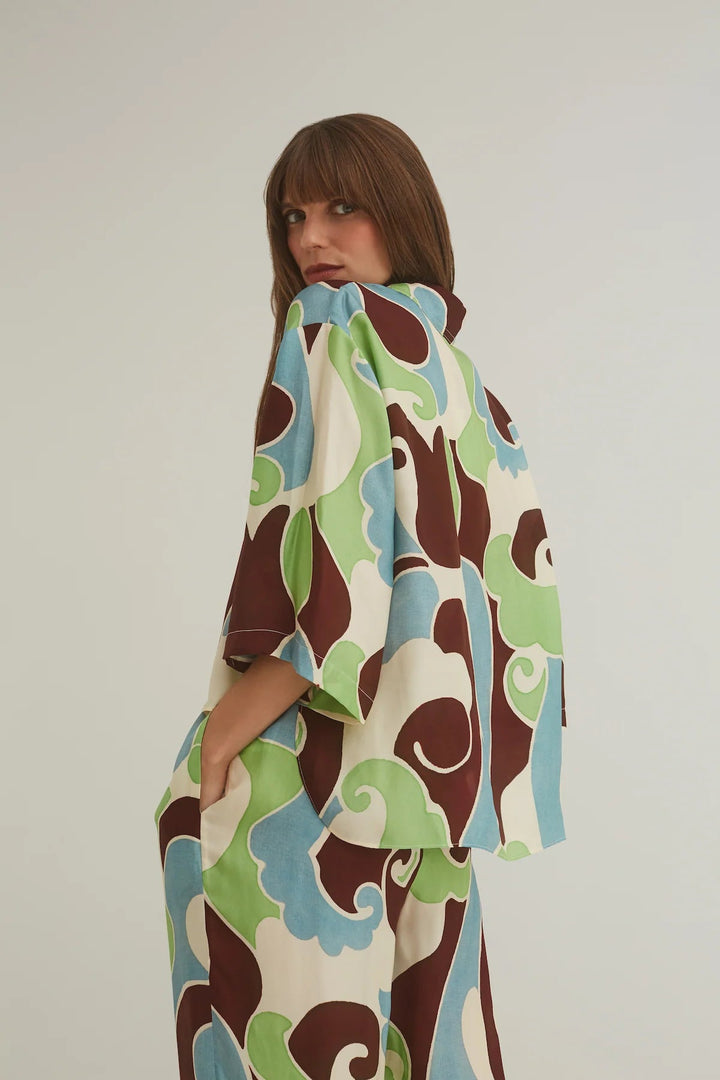 Cara Cara - Calvia Shirt Petal Wave Mint - Kalifornia Jean Bar