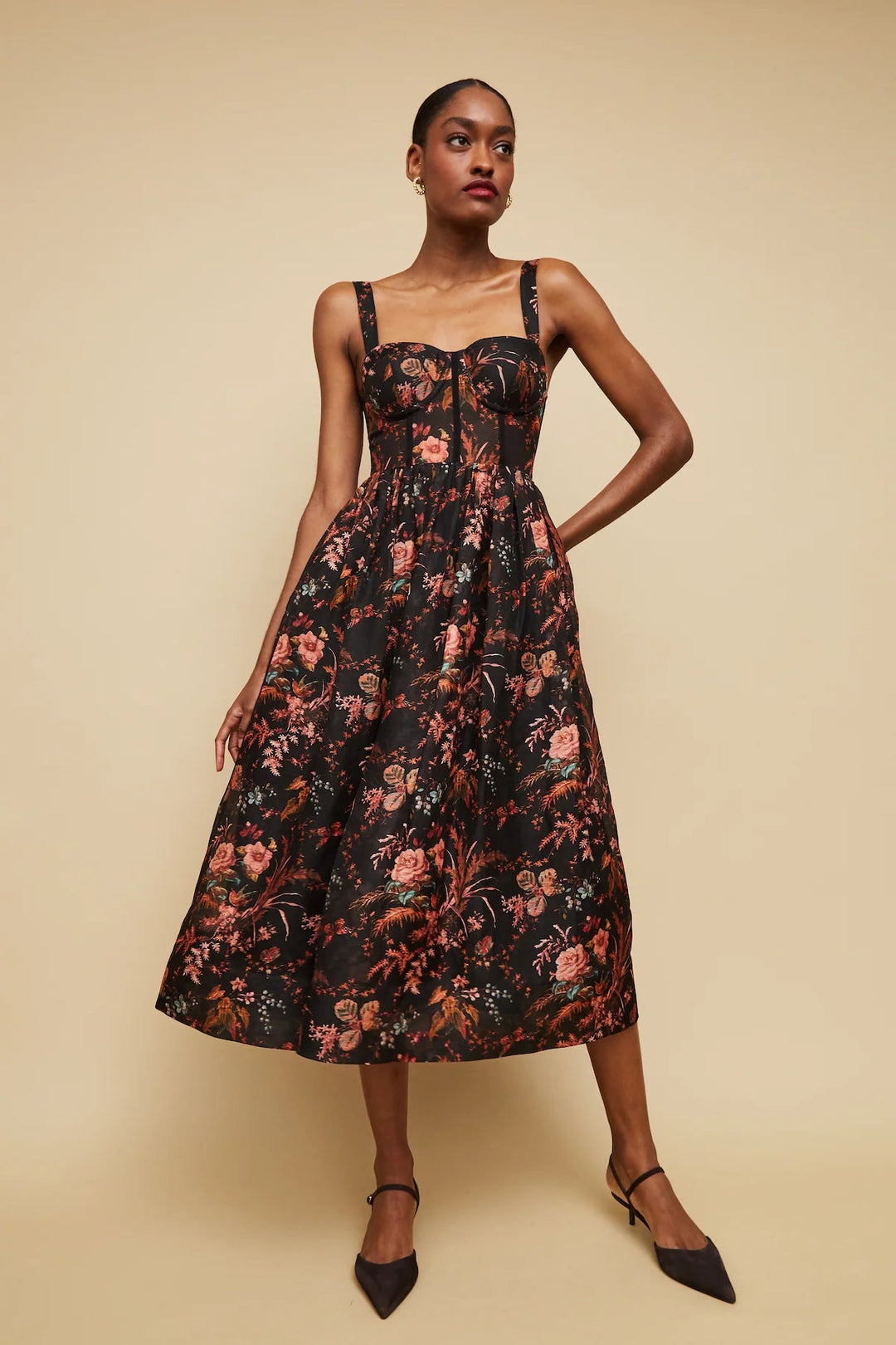 Cara Cara - Pindell Black Phoebe Midi Dress - Kalifornia Jean Bar