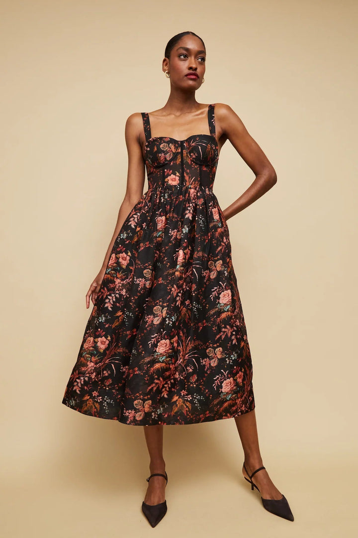 Cara Cara - Pindell Black Phoebe Midi Dress - Kalifornia Jean Bar
