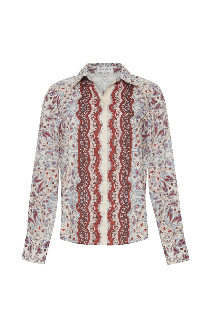 Cara Cara - Relaxed Shirt Paisley Scarf Ivory - Kalifornia Jean Bar