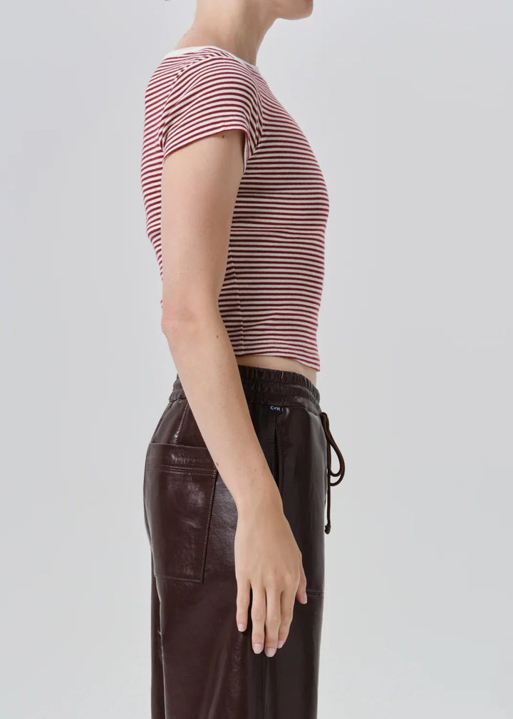 Citizens of Humanity - Baby Waffle Tee Burgundy Cream Stripe - Kalifornia Jean Bar