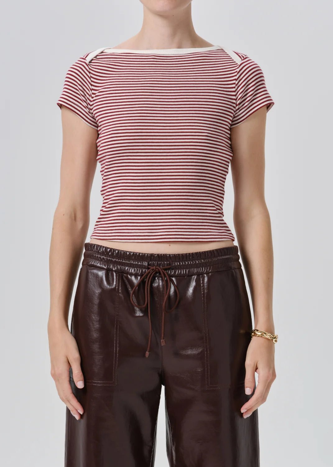 Citizens of Humanity - Baby Waffle Tee Burgundy Cream Stripe - Kalifornia Jean Bar