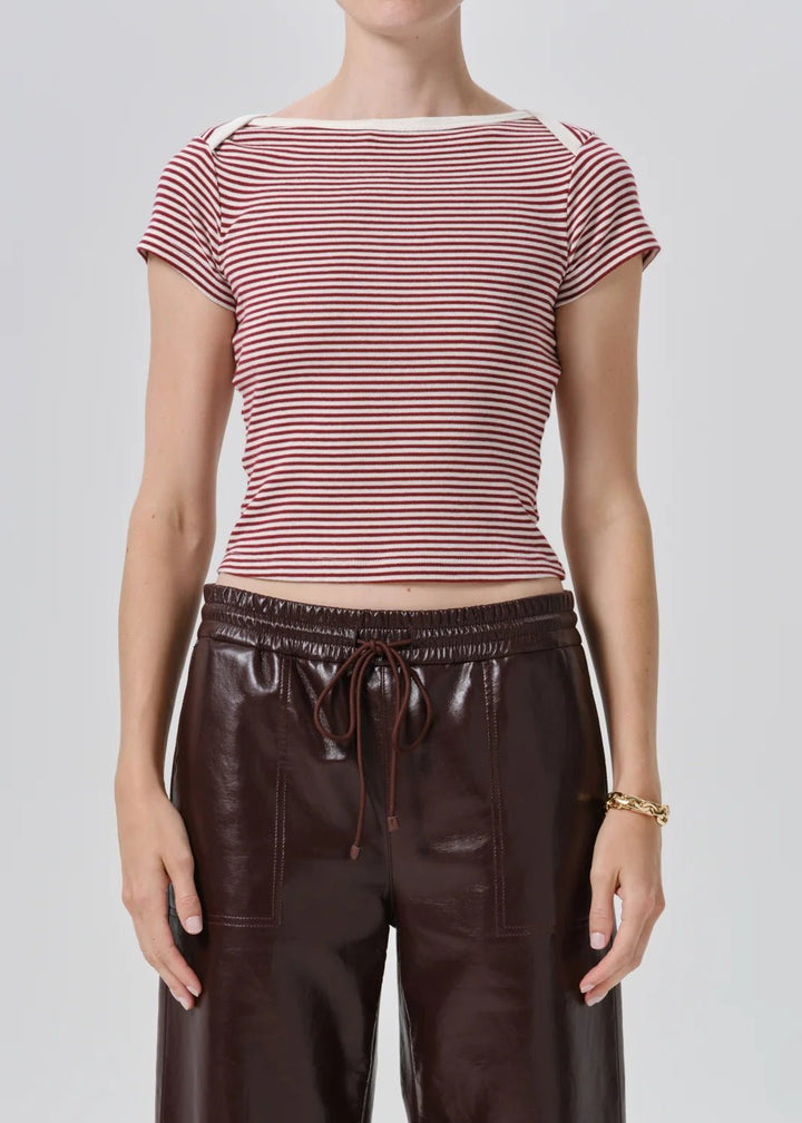 Citizens of Humanity - Baby Waffle Tee Burgundy Cream Stripe - Kalifornia Jean Bar
