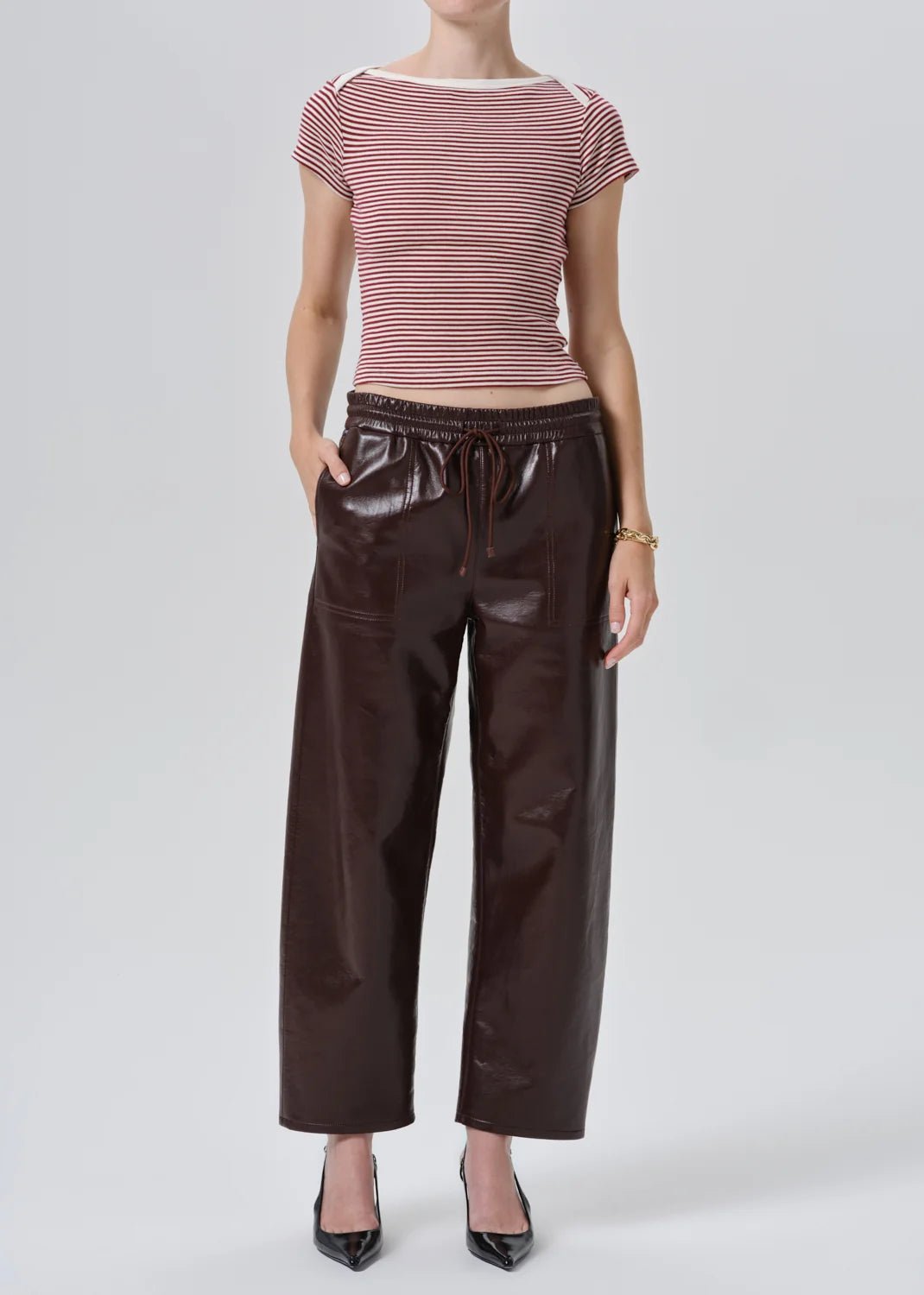 Citizens of Humanity - Baby Waffle Tee Burgundy Cream Stripe - Kalifornia Jean Bar