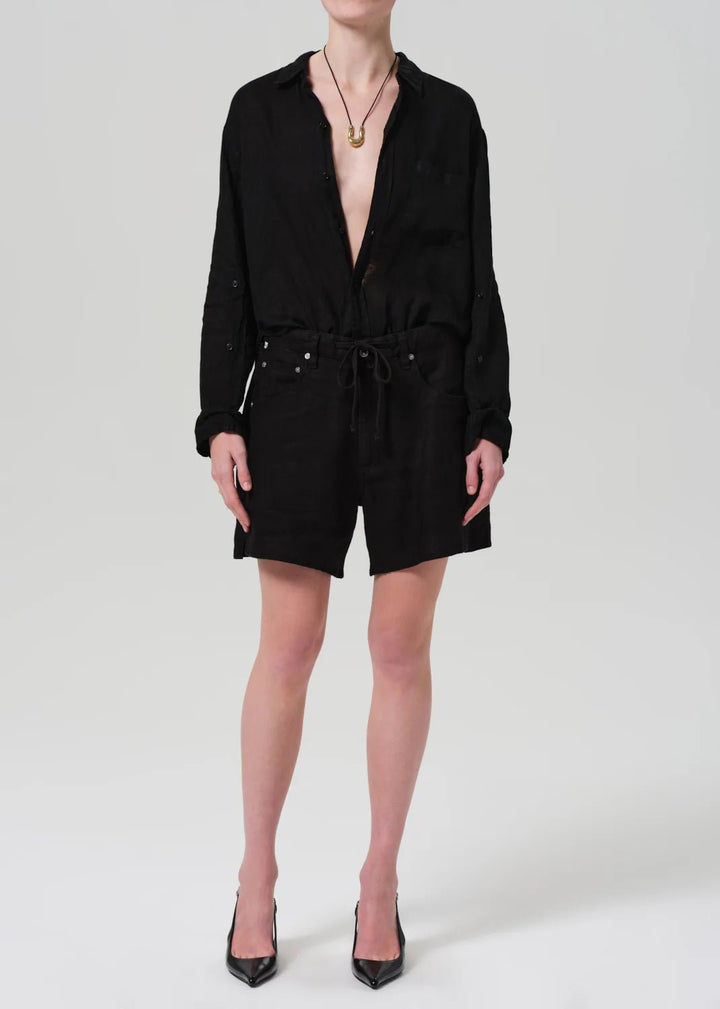 Citizens of Humanity - Black Brynn Drawstring Linen Short - Kalifornia Jean Bar