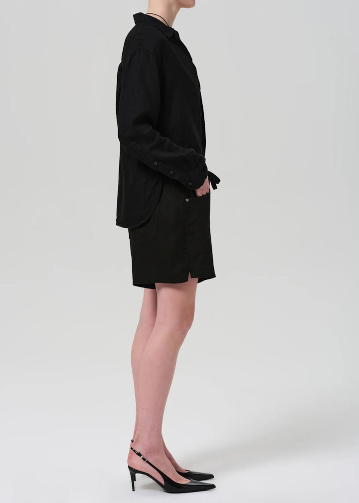 Citizens of Humanity - Black Brynn Drawstring Linen Short - Kalifornia Jean Bar