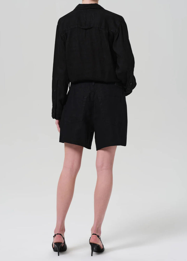 Citizens of Humanity - Black Brynn Drawstring Linen Short - Kalifornia Jean Bar