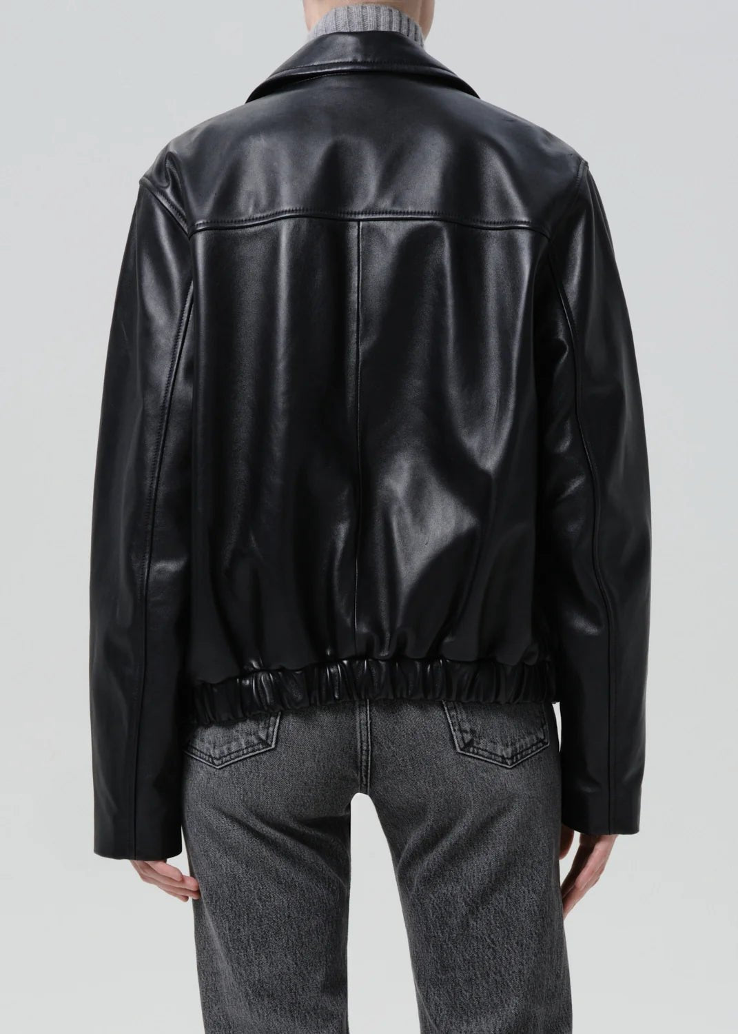Citizens of Humanity - Black Zip Front Leather Bomber Jacket - Kalifornia Jean Bar