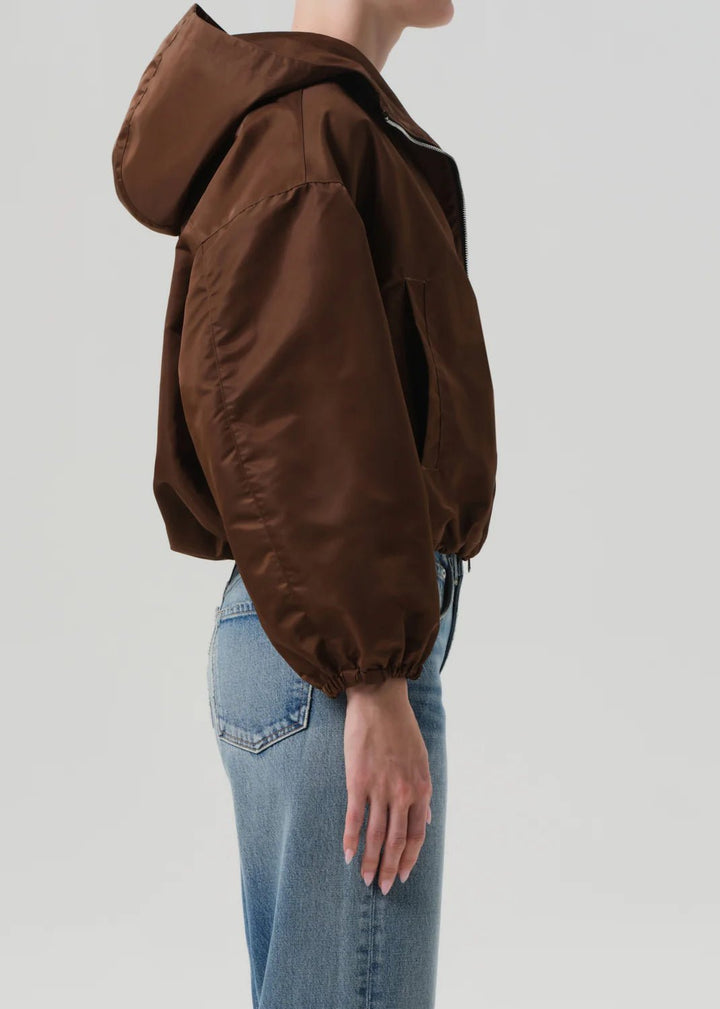 Citizens of Humanity - Cropped Nylon Windbreaker in Brown - Kalifornia Jean Bar