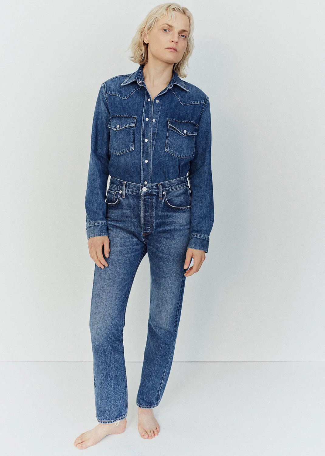 Citizens of Humanity - Cropped Western Shirt in Chaya - Kalifornia Jean Bar