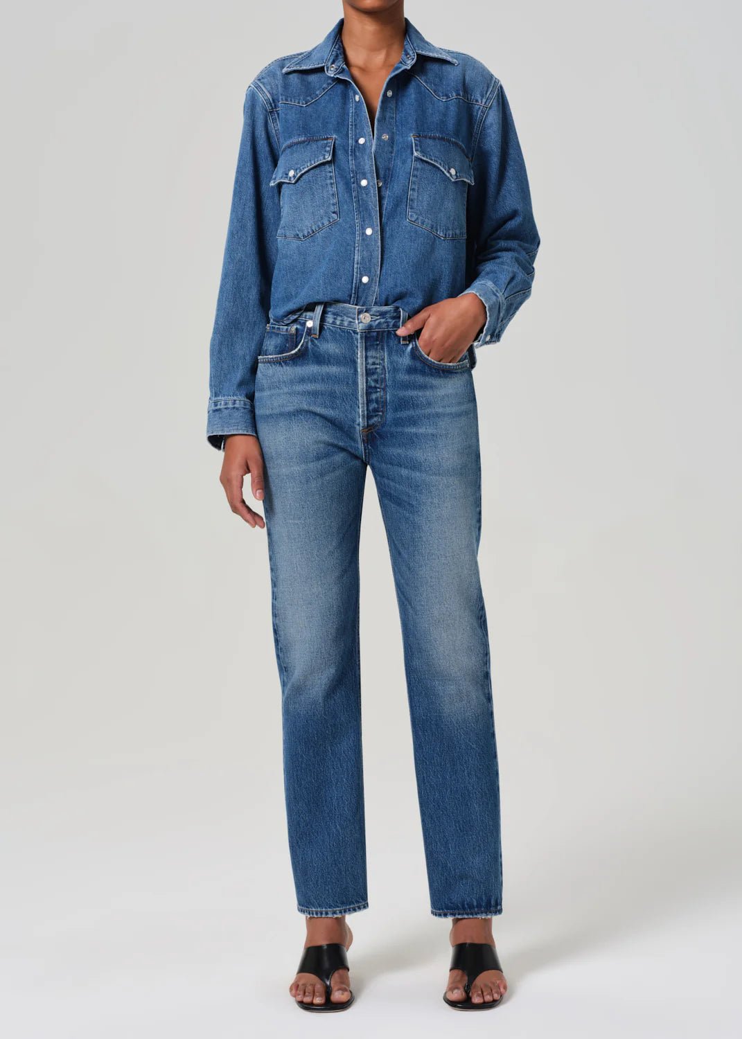 Citizens of Humanity - Cropped Western Shirt in Chaya - Kalifornia Jean Bar