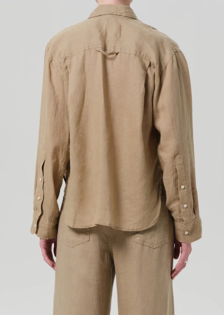 Citizens of Humanity - Gobi Kayla Shrunken Linen Shirt - Kalifornia Jean Bar