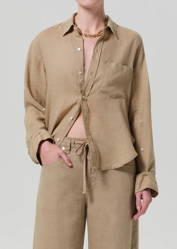 Citizens of Humanity - Gobi Kayla Shrunken Linen Shirt - Kalifornia Jean Bar