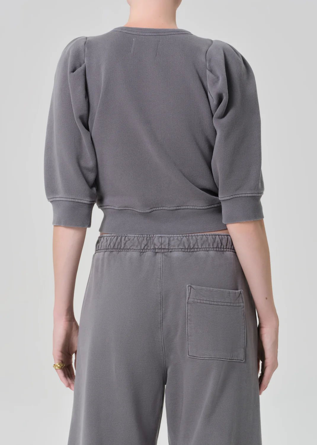 Citizens of Humanity - Heather Grey Pleated Short Sleeve Crew - Kalifornia Jean Bar