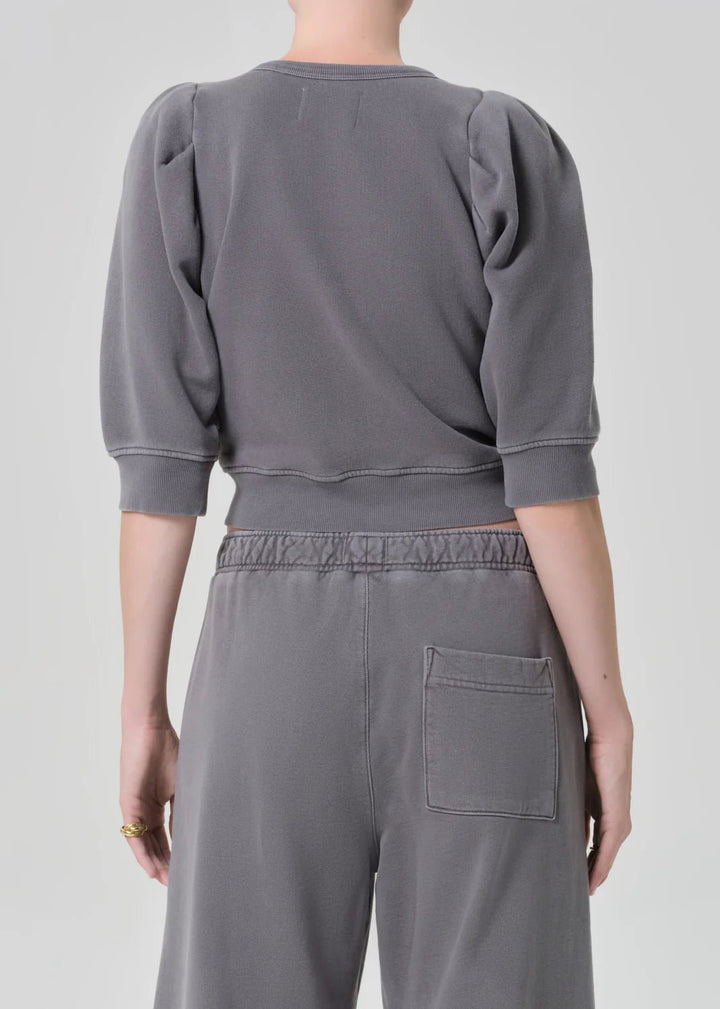 Citizens of Humanity - Heather Grey Pleated Short Sleeve Crew - Kalifornia Jean Bar