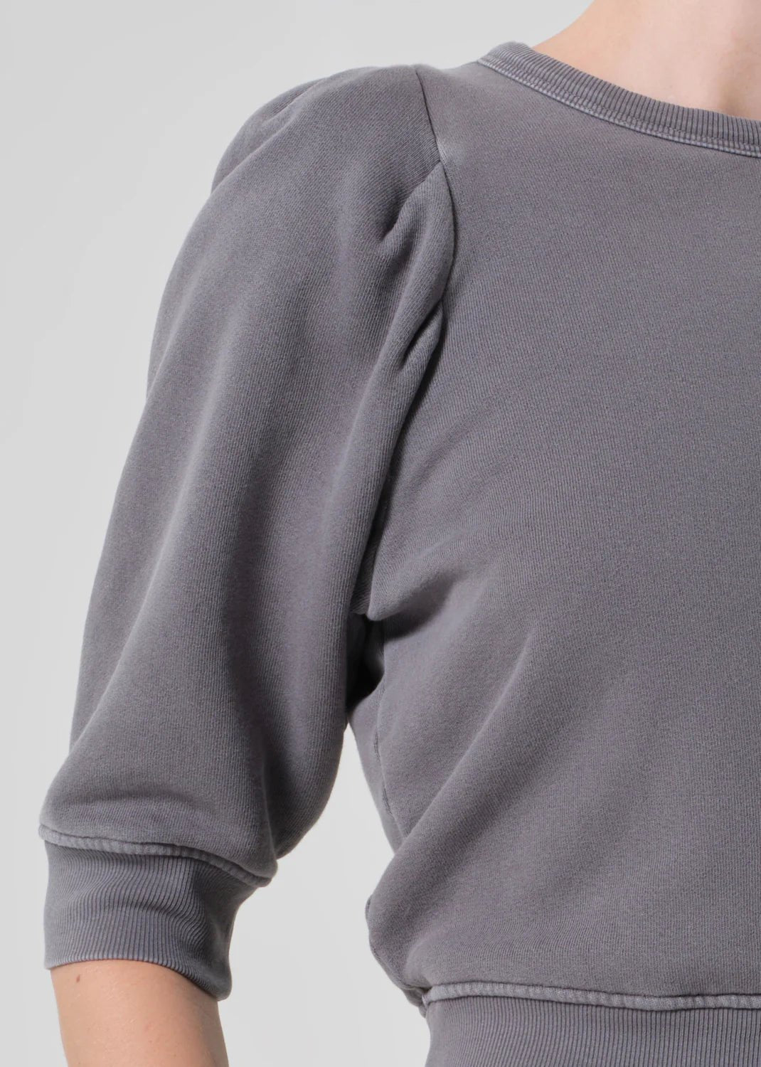 Citizens of Humanity - Heather Grey Pleated Short Sleeve Crew - Kalifornia Jean Bar