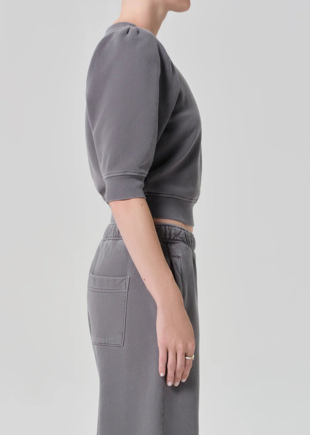 Citizens of Humanity - Heather Grey Pleated Short Sleeve Crew - Kalifornia Jean Bar