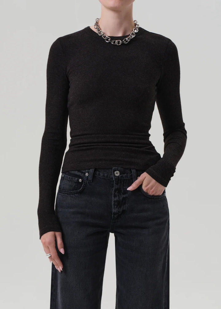 Citizens of Humanity - Heathered Brown Bina Crewneck - Kalifornia Jean Bar