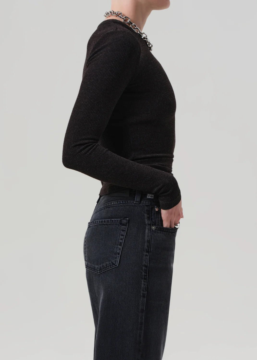 Citizens of Humanity - Heathered Brown Bina Crewneck - Kalifornia Jean Bar