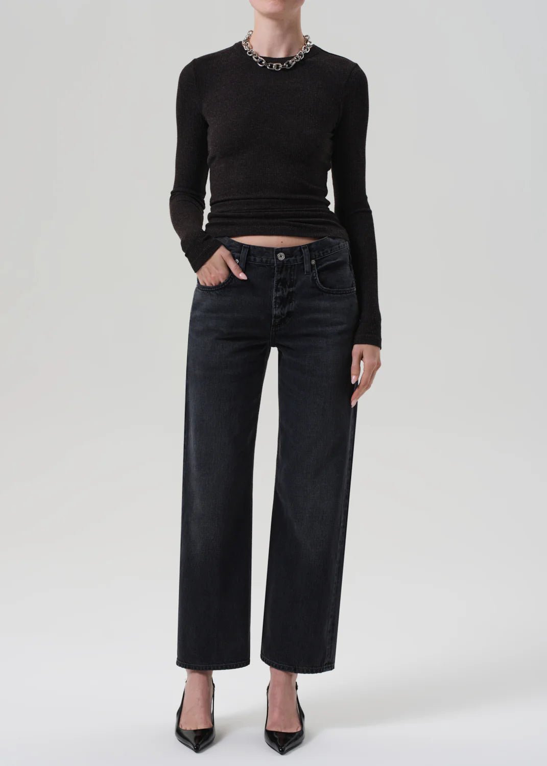 Citizens of Humanity - Heathered Brown Bina Crewneck - Kalifornia Jean Bar