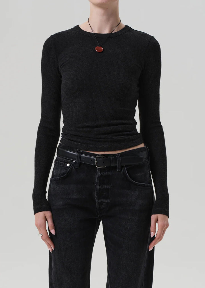 Citizens of Humanity - Heathered Charcoal Bina Crewneck - Kalifornia Jean Bar
