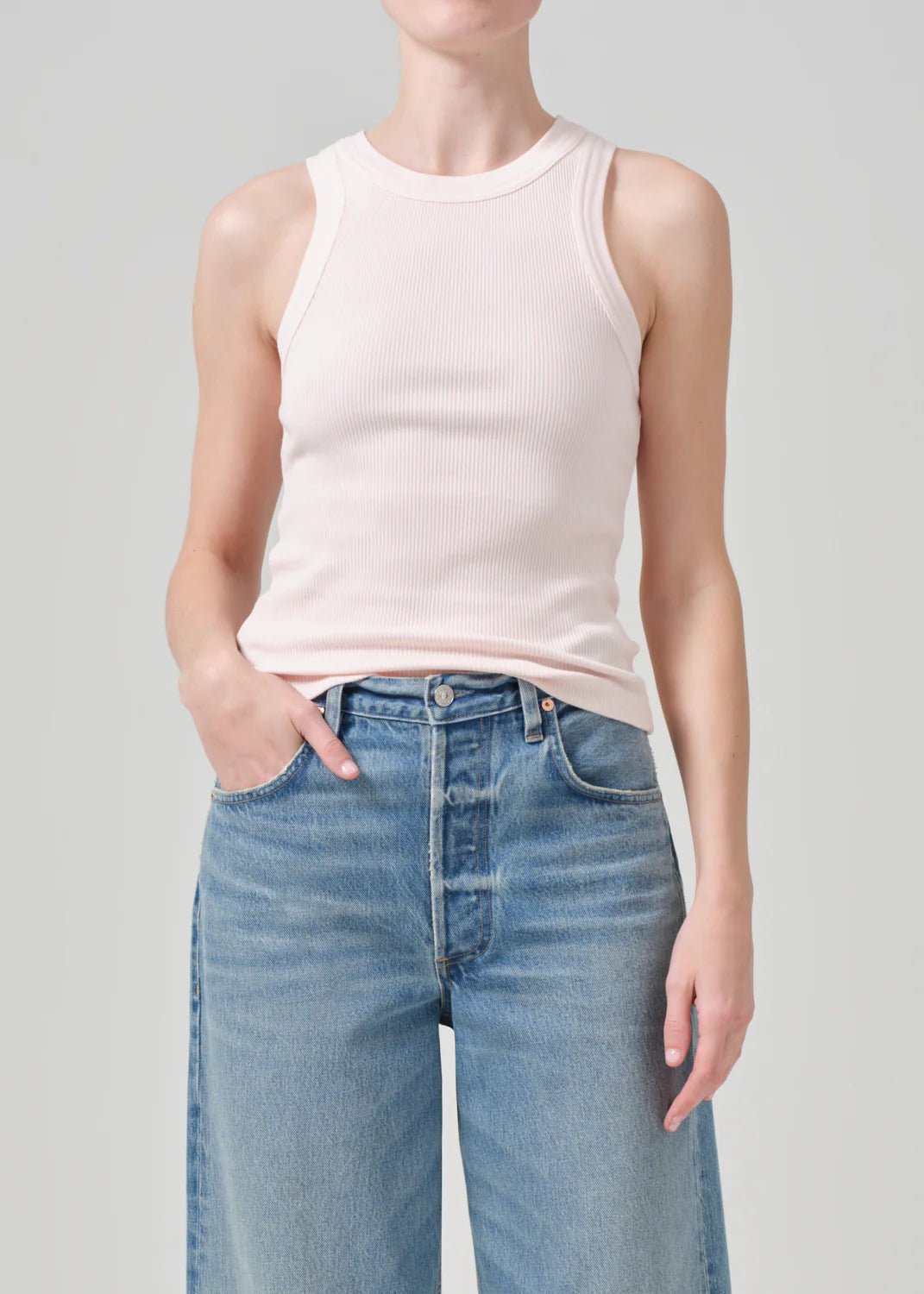 Citizens of Humanity - Isabel Rib Tank in Cameo - Kalifornia Jean Bar